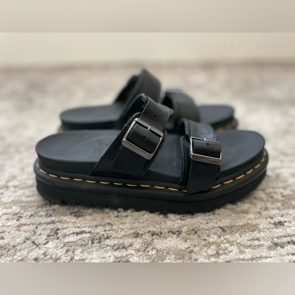 Dr. Doc Martens Myles Black Leather Platform‎ Sandals Womens Size 7 AW004 - Picture 2 of 8